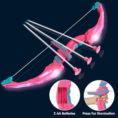 Discover the fun and excitement of archery with our LED Light Up Pink Bow and Arrow Toy Set