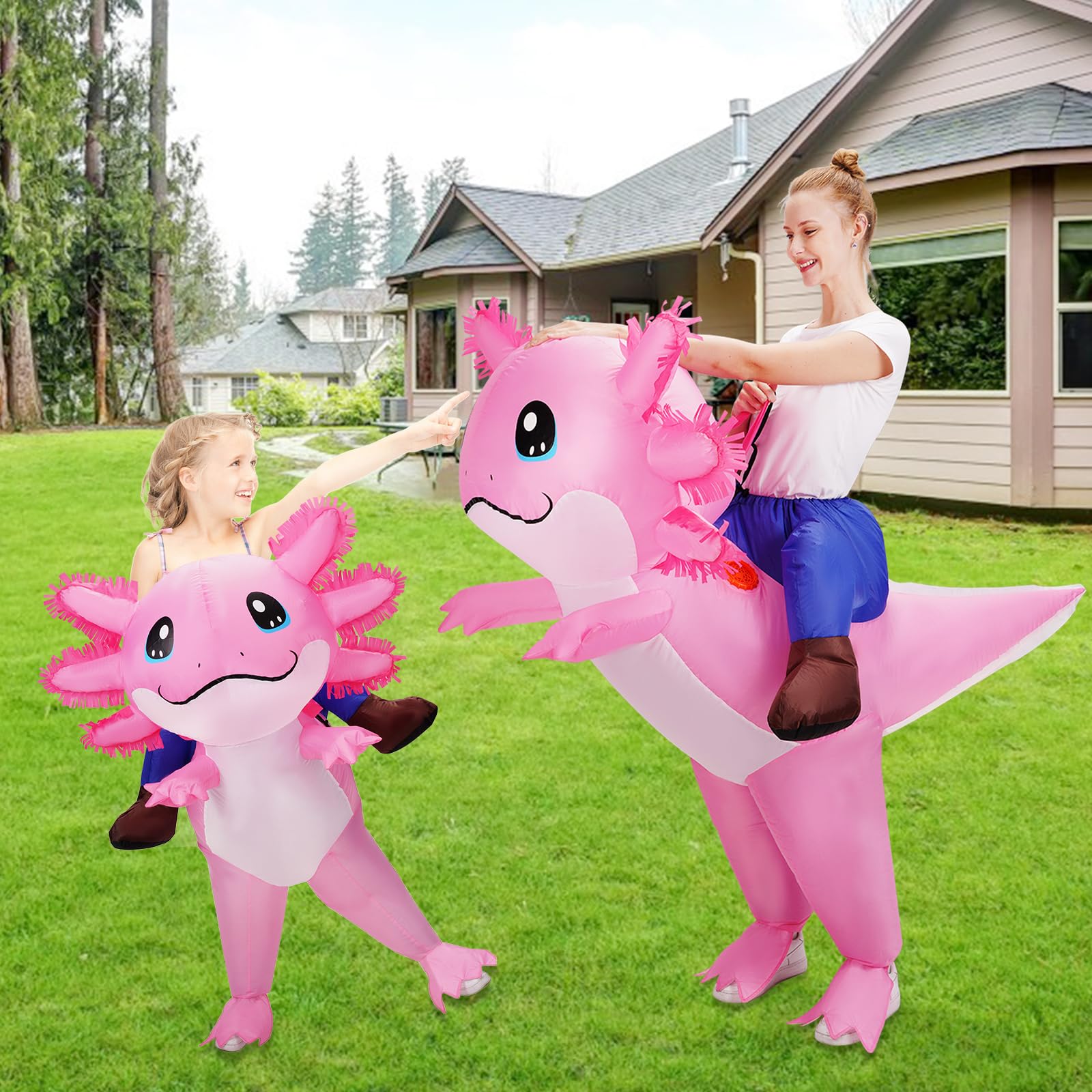 This inflatable costume is perfect for kids who love the unique and beloved axolotl figure.