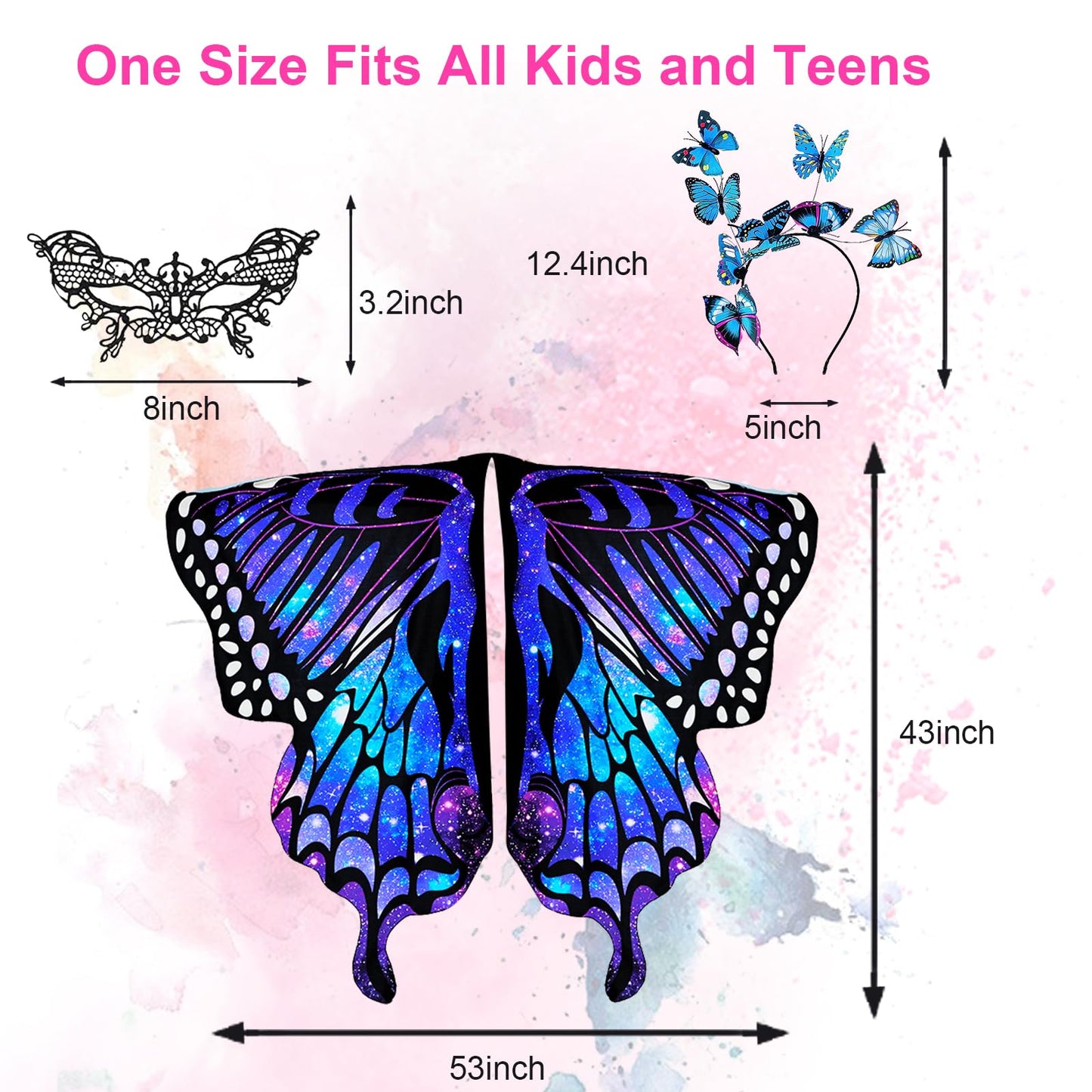 Upgrade your Halloween butterfly costume with our vibrant Butterfly Wings cape