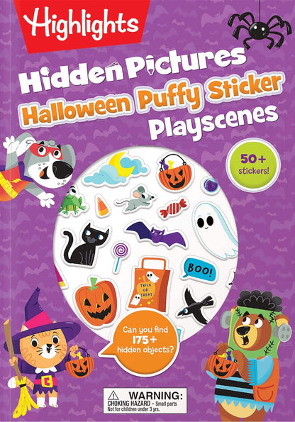 Halloween Hidden Pictures Puffy Sticker Playscenes Paperback with over 175 hidden objects to find