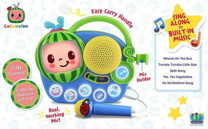 Cocomelon Singalong Boombox with Microphone, Built-in Music and Flashing Lights