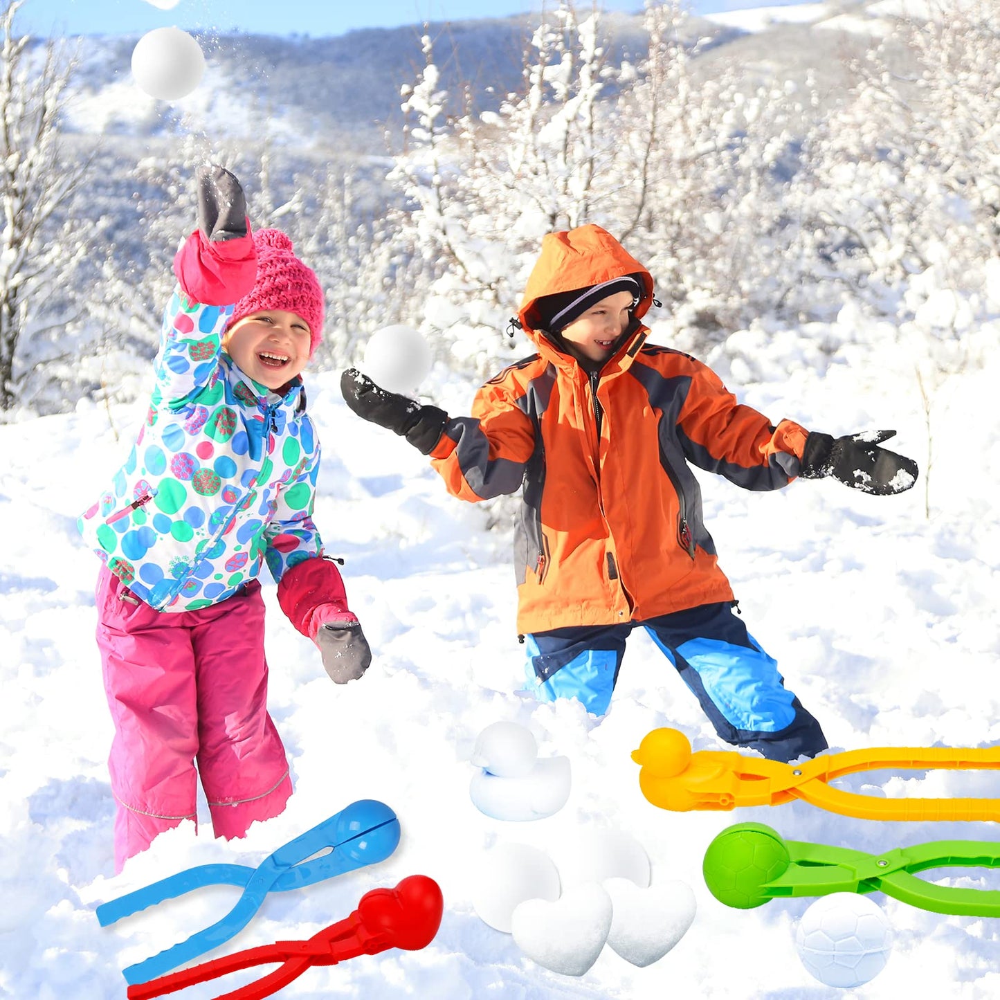 The Max Fun 4 Pack Snowball Maker is perfect for kids and comes with a drawstring bag
