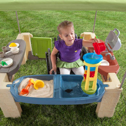 Entertain for hours with the Step2 All Around Playtime Patio and Canopy for kids aged 2 and up