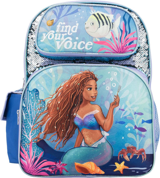 Disney The Little Mermaid Movie Backpack w/3D Molded Front Pocket