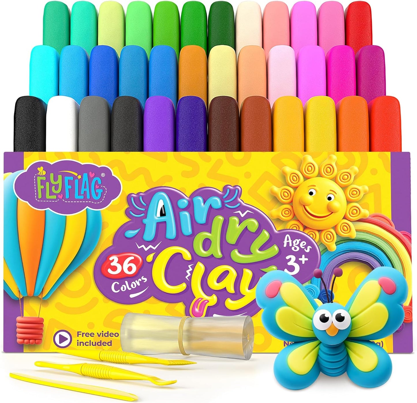 This air dry modeling clay is designed to foster creativity and boost self-confidence in children of all skill levels.
36 Colors, Soft &amp; Ultra Light
With a smooth texture and softness, it allows both novice and expert sculptors to excel.
Not only does it come in a variety of colors, but it also helps kids develop color and shape recognition, as well as the art of mixing and matching.
Made from high-quality materials, this clay is durable, flexible, and non-greasy, ensuring long-lasting creations without