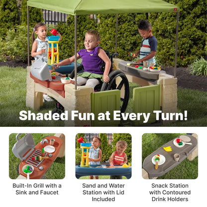 Entertain for hours with the Step2 All Around Playtime Patio and Canopy for kids aged 2 and up