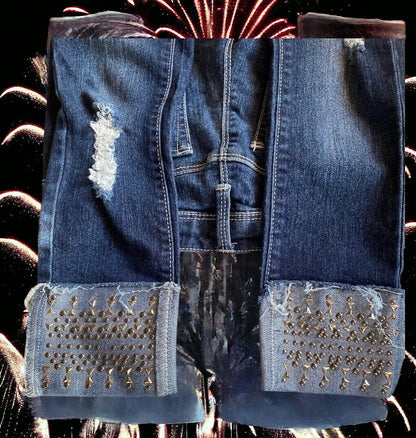 These Blue Spice little girl distressed stud jeans are designed with unique fashion and style