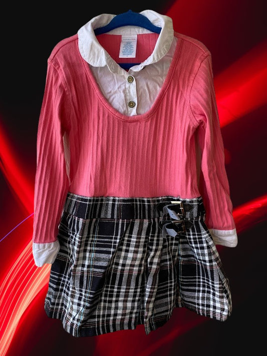 This Wonderkids collar shirt dress has a plaid pleated bottom that adds an elegant touch