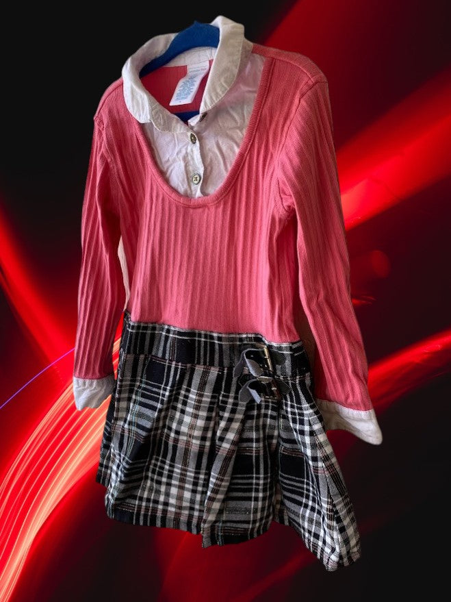 This Wonderkids collar shirt dress has a plaid pleated bottom that adds an elegant touch