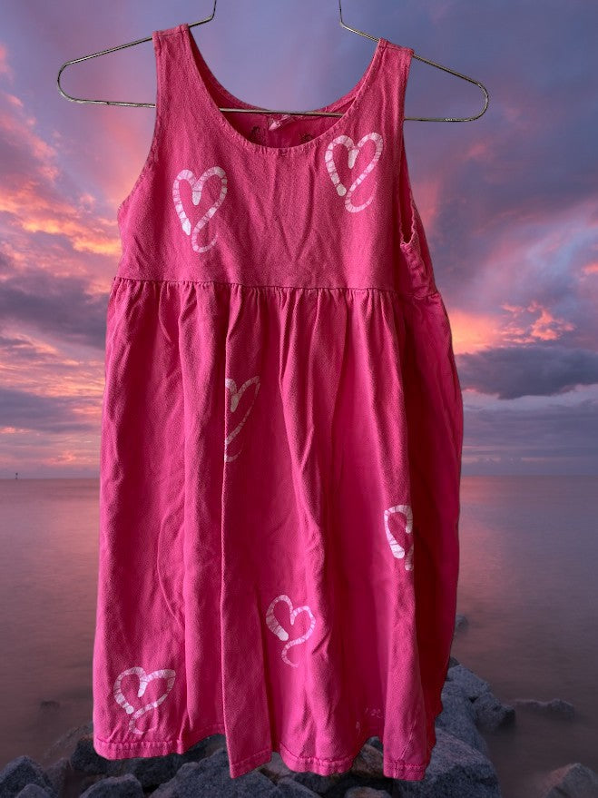 Pretty and flowy girl's pink heart pattern dress