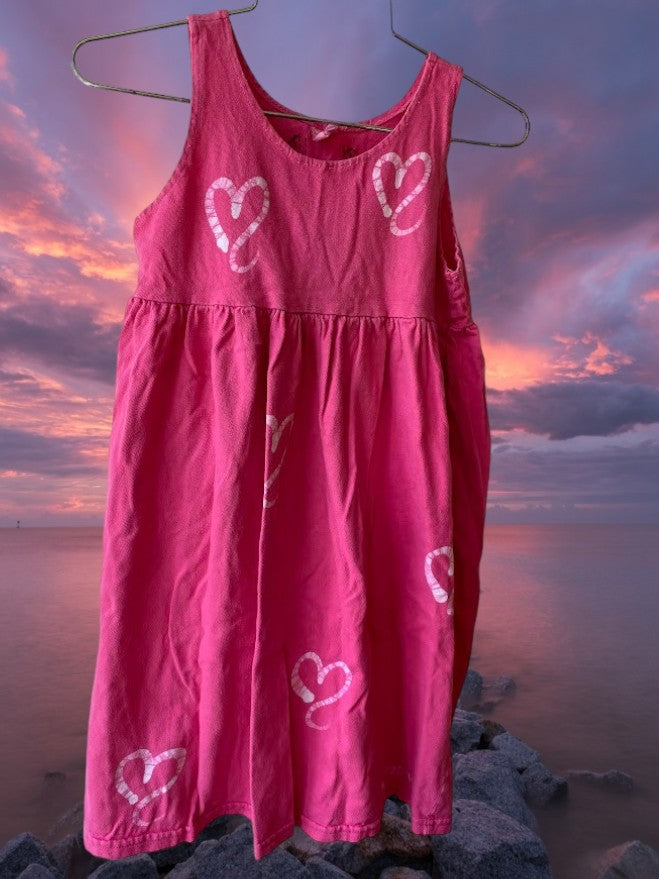 Pretty and flowy girl's pink heart pattern dress