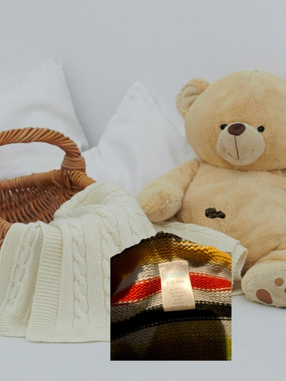 Multi-colored striped baby hooded sweater