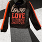 Love Love Love girl's graphic sweatshirt with three different stylish fonts adds a fashionable touch