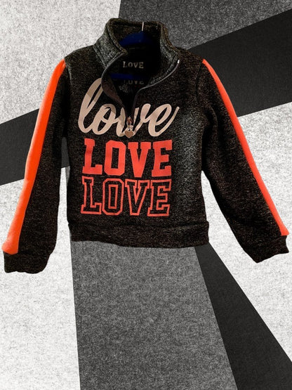 Love Love Love girl's graphic sweatshirt with three different stylish fonts adds a fashionable touch