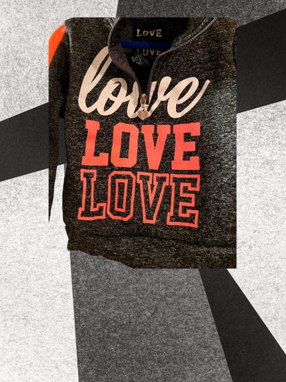 Love Love Love girl's graphic sweatshirt with three different stylish fonts adds a fashionable touch