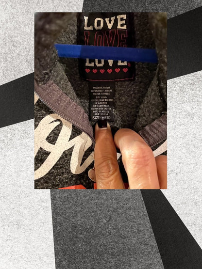 Love Love Love girl's graphic sweatshirt with three different stylish fonts adds a fashionable touch