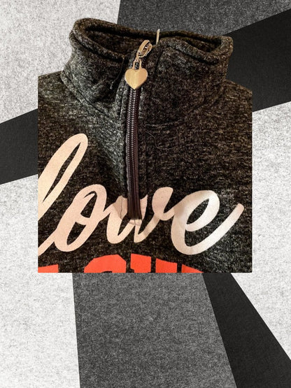 Love Love Love girl's graphic sweatshirt with three different stylish fonts adds a fashionable touch