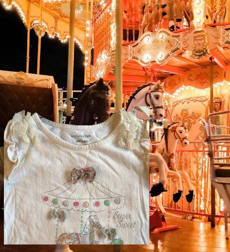 Wonderkids Carousel Applique Graphic Design Top