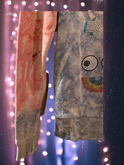 Butter girls multi-color bling design tie dye long sleeve hoodie