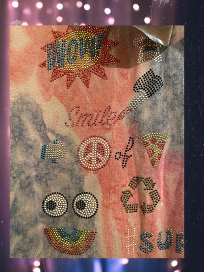 Butter girls multi-color bling design tie dye long sleeve hoodie