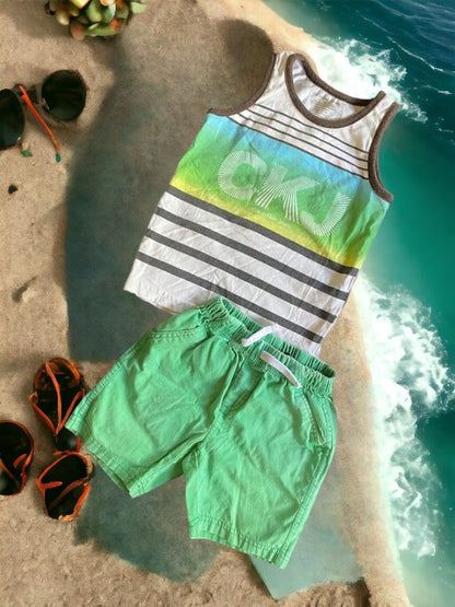 Calvin Klein Jeans striped multicolored tank top and short outfit