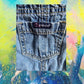 Jordache jean short overalls with crystal heart buttons