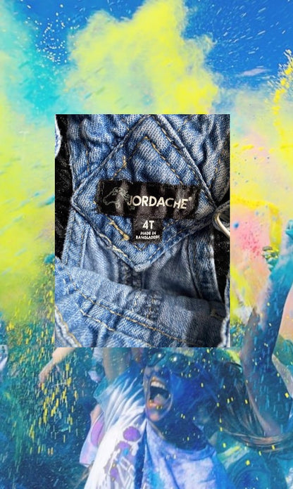 Jordache jean short overalls with crystal heart buttons