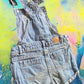 Jordache jean short overalls with crystal heart buttons