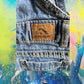 Jordache jean short overalls with crystal heart buttons