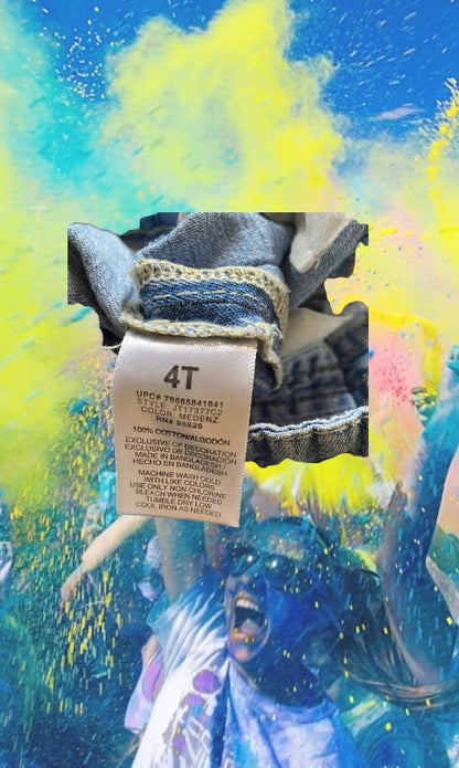 Jordache jean short overalls with crystal heart buttons