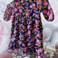 Route 66 floral ruffle dress with vibrant floral designs and elegant ruffled sleeves