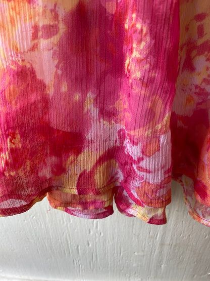 This Blueberi Boulevard dress features a colorful floral design and has flowers around the neckline