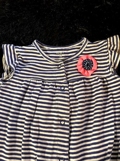 This adorable Carter's Girl Stripe Applique Floral Onesie combines comfort and charm