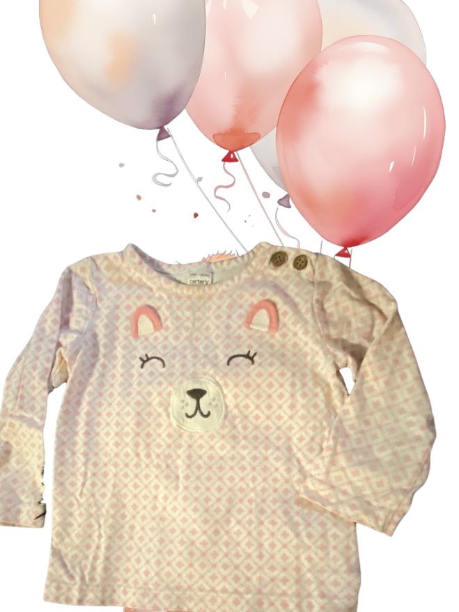 This Carter's long-sleeved top features a pretty applique bear design that's sure to delight your little one
