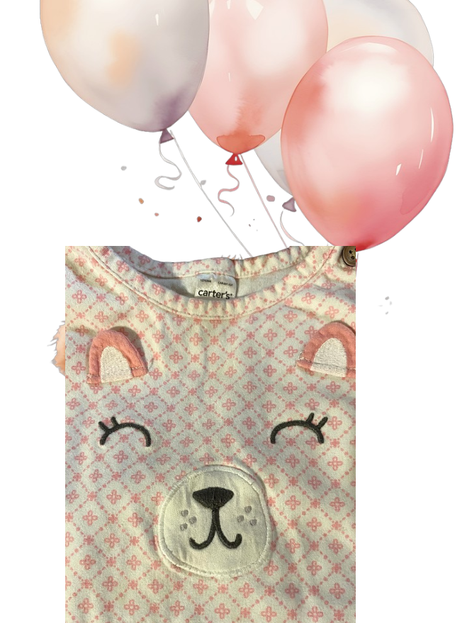 This Carter's long-sleeved top features a pretty applique bear design that's sure to delight your little one