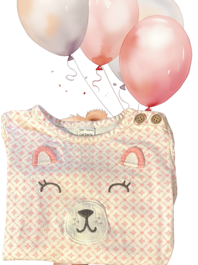 This Carter's long-sleeved top features a pretty applique bear design that's sure to delight your little one