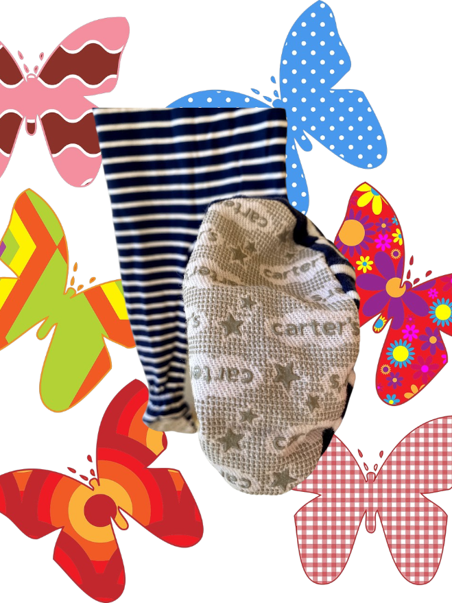 This Carter's appliqué butterfly stripe footed one piece features colorful colors and a pretty big pink butterfly design