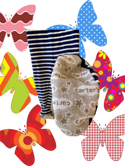 This Carter's appliqué butterfly stripe footed one piece features colorful colors and a pretty big pink butterfly design