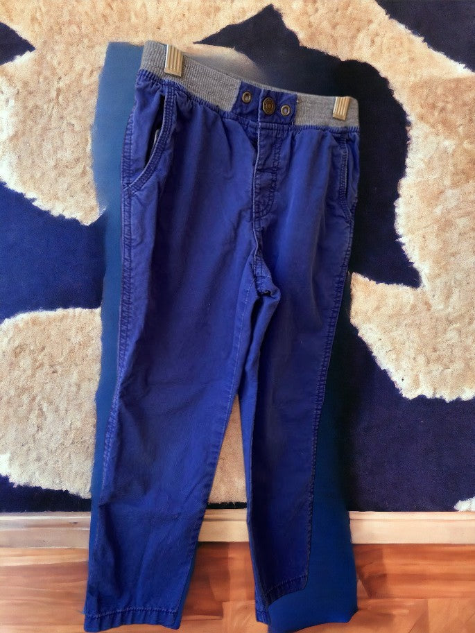 Boy's Cotton Blue and Gray Pull up Pants