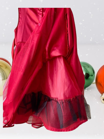 The Holiday Editions girl's sleeveless red floral dress features sequin floral decorations on the top and a front bow for a touch of elegance