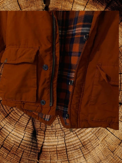 Boy's plaid coat with hood and stylish plaid lining