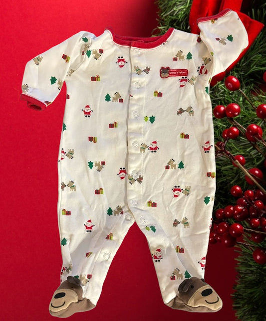 Festive Santa's Helper cotton baby bodysuit Christmas footie