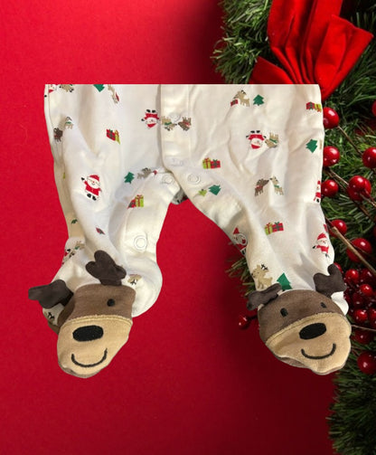 Festive Santa's Helper cotton baby bodysuit Christmas footie