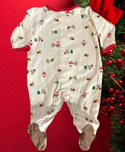 Festive Santa's Helper cotton baby bodysuit Christmas footie