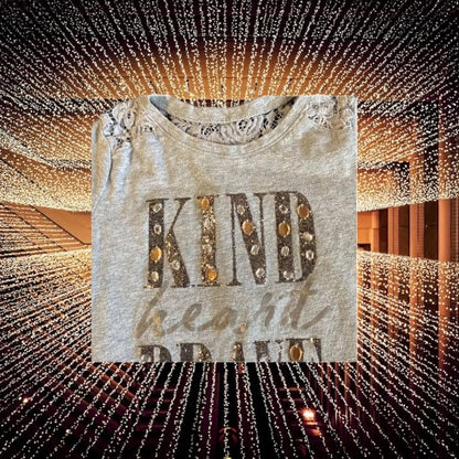 Justice Graphic tee lace appliqué hi-low beautiful jewel design top