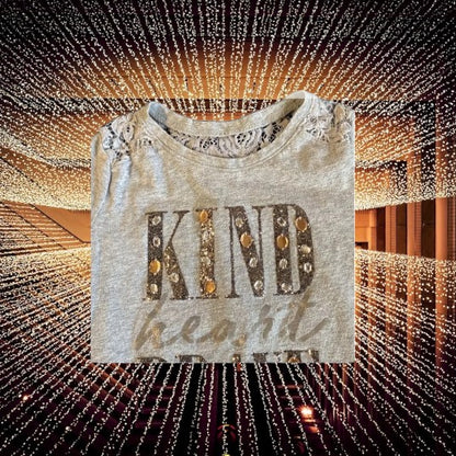 Justice Graphic tee lace appliqué hi-low beautiful jewel design top