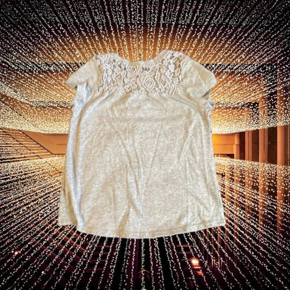 Justice Graphic tee lace appliqué hi-low beautiful jewel design top