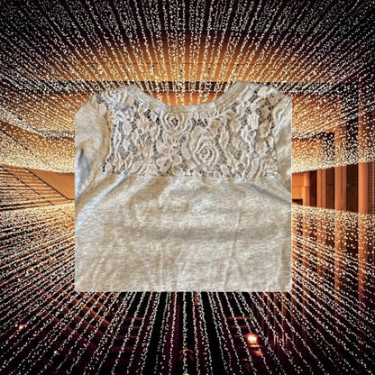 Justice Graphic tee lace appliqué hi-low beautiful jewel design top