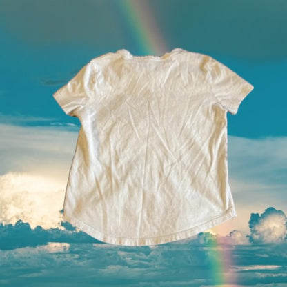 Old Navy rainbow graphic tee features vibrant graphics and uplifting messaging