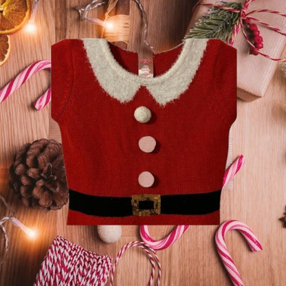 This Holiday Time Christmas dress features a classic stripe design in festive red, white and black